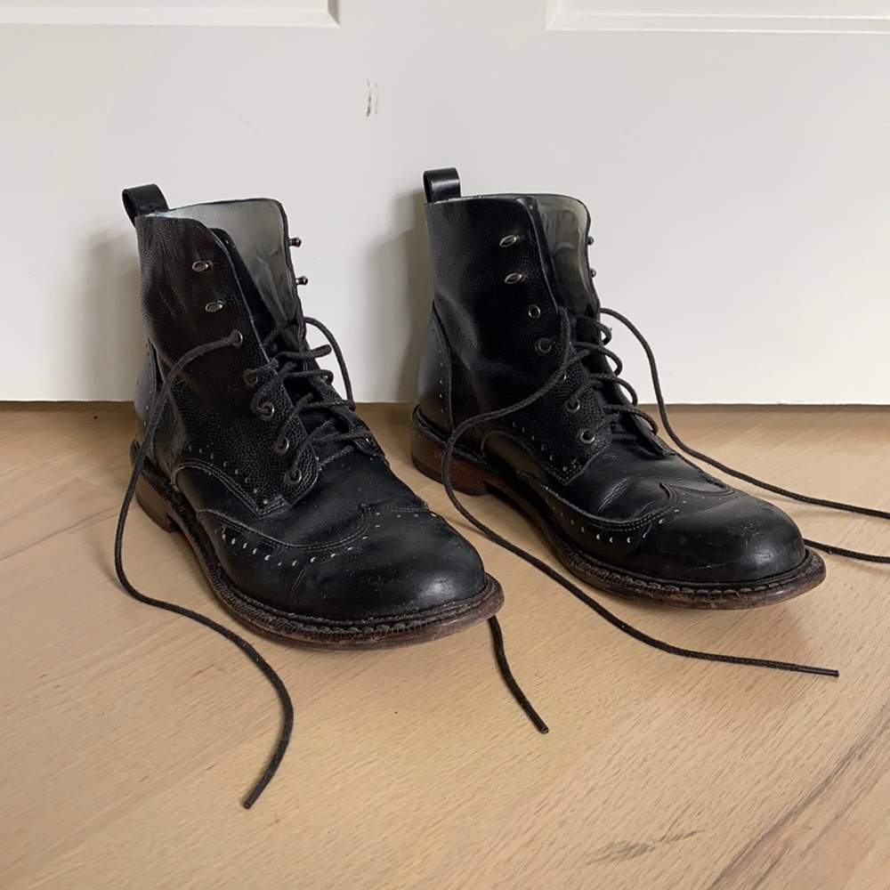 Rag & Bone Black Wingtip Boots Size 39.5